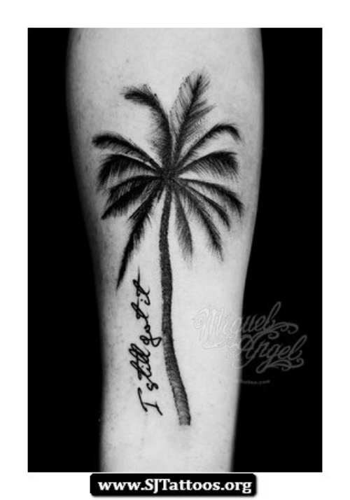 Black Sailor Jerry Palm Tree Tattoo